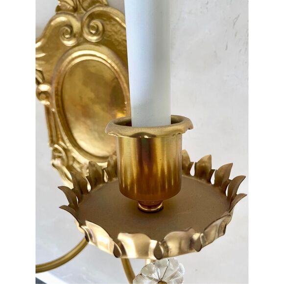 Antique Brass Wall Sconce Baroque Style Two Light - Picture 6 of 6